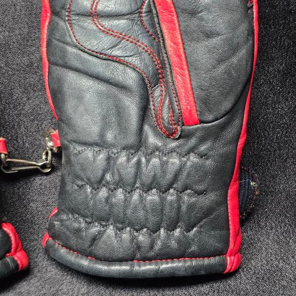 Vintage ARIS Red & Black SOFTAN Winter Weather Snow Ski Gloves Men's Small - Picture 6 of 16